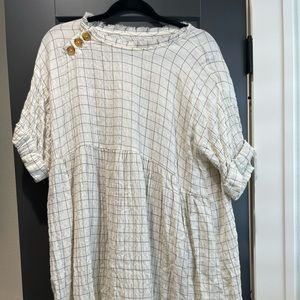 Off white plaid t-shirt dress